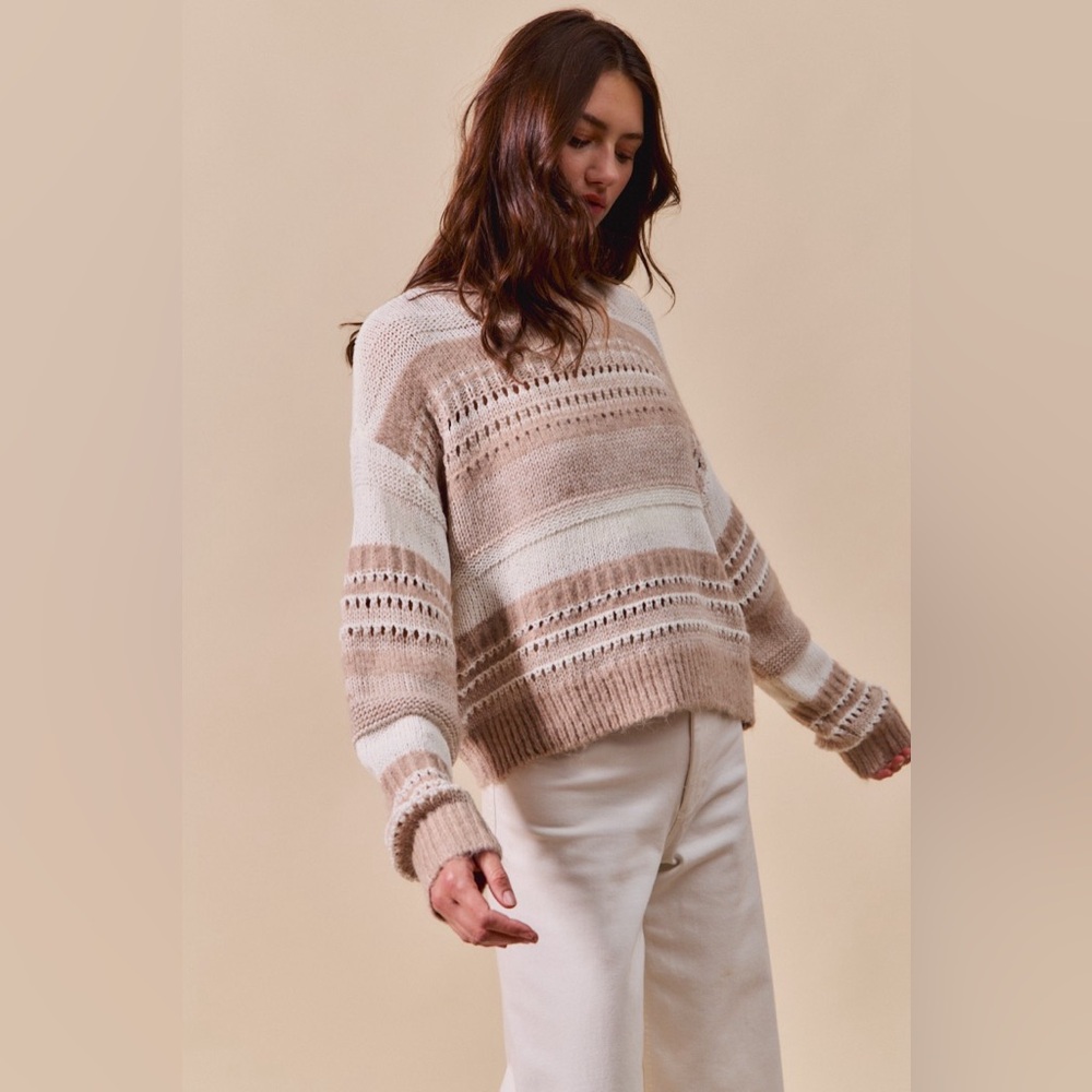 SO ME Variegated Stripe Textured Loose Fit Sweater - Picture 11 of 14